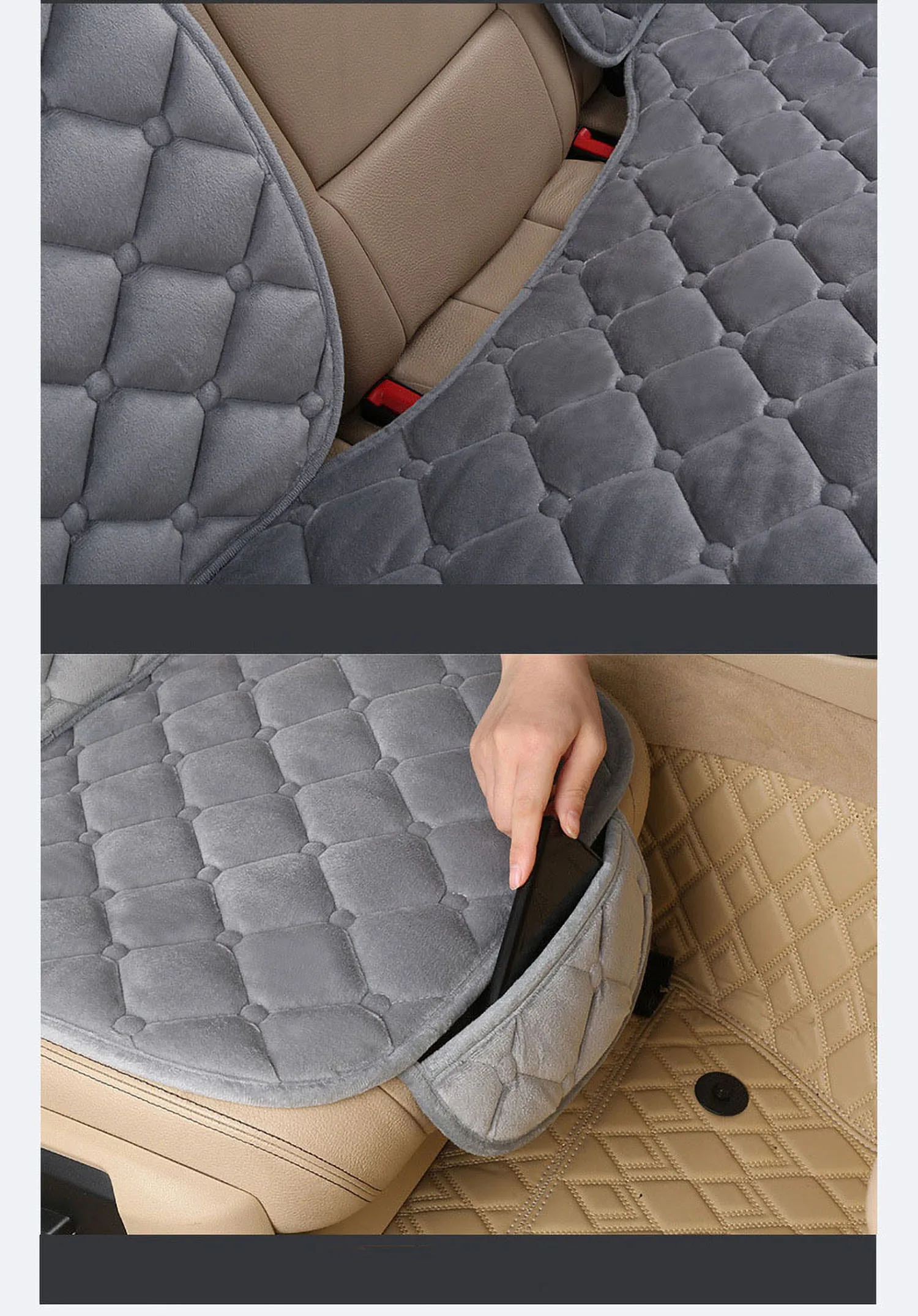 Seat Cushion Car Front Seat Cushion, Soft Warm Faux Rabbit Winter