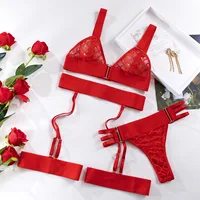 Ensemble de soutien-gorge et jarretelles en maille, kits de paupières, sous-vêtements Sissy, tenue évidée, ensemble de lingerie sexy, distribution, 3 pièces, 7.0 2