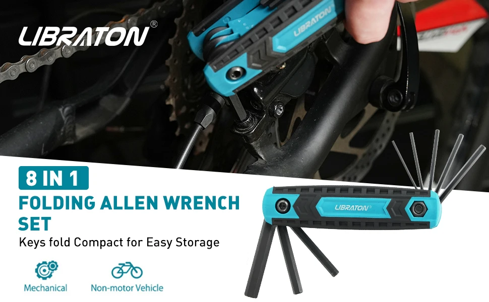 Description Picture 2 of itemLIBRATON 8 in 1 Folding Allen Wrench Set Metric Allen Key Set Tool Or Folding Tamper Proof Torx Key Set Portable Star Wrench Kit