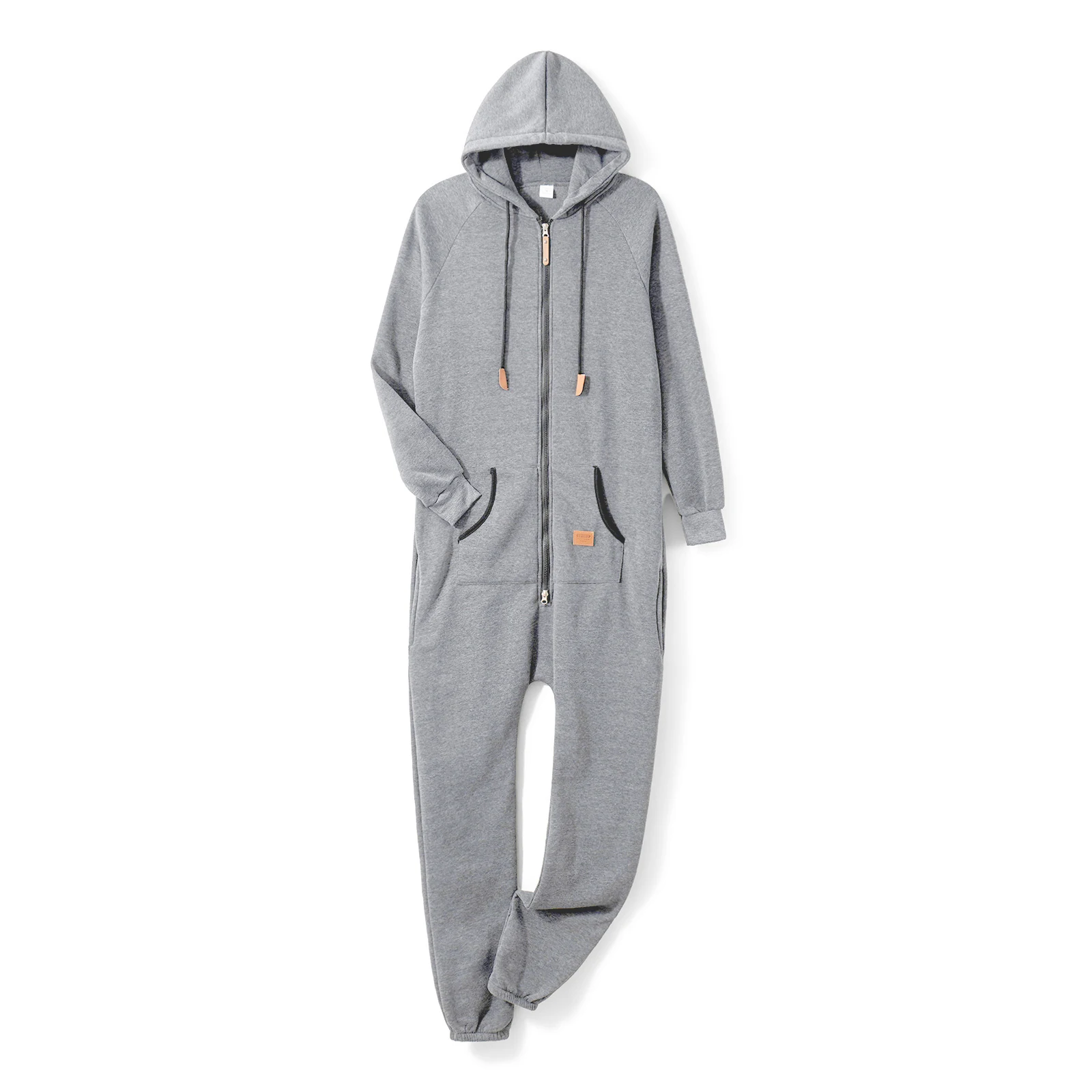 Men's Winter Hooded Jumpsuits with Pockets Warm Long Sleeve Full Zipper Up Overalls Sweatsuits with Drawstring