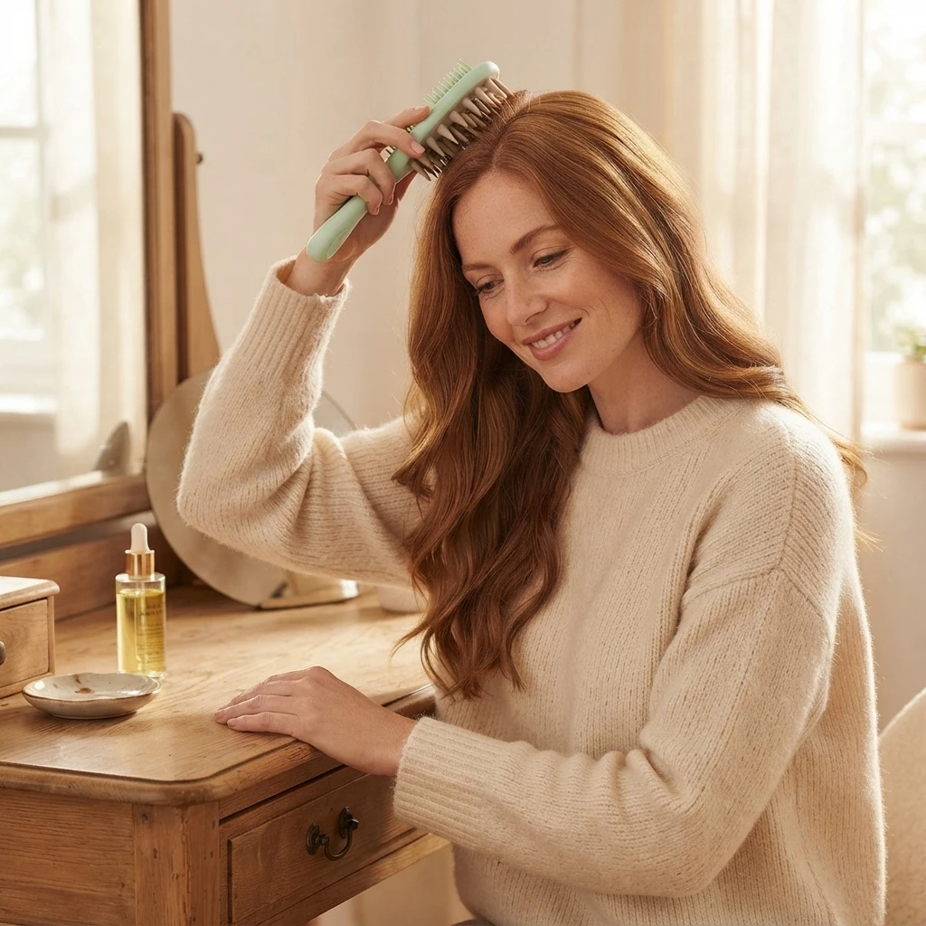 Spazzola per Massaggio del Cuoio Capelluto, Spazzola per Lavaggio Capelli con Setole Morbide, Manico Antiscivolo, Utilizzo su Capelli Bagnati o Asciutti, Strumento per Esfoliare e Cura del Cuoio Capelluto - immagine 4
