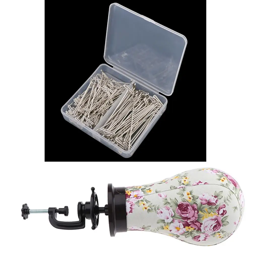 

2 Canvas Head with Stand And T Pins for Making Sewing Fixing