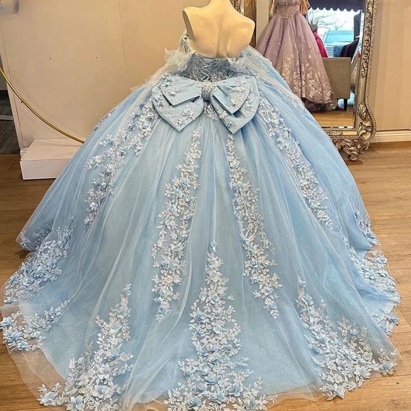 

Реальное изображение, светло-голубое платье Quinceanera для 15-летних девушек, женская юбка, Vestido De XV, Proms