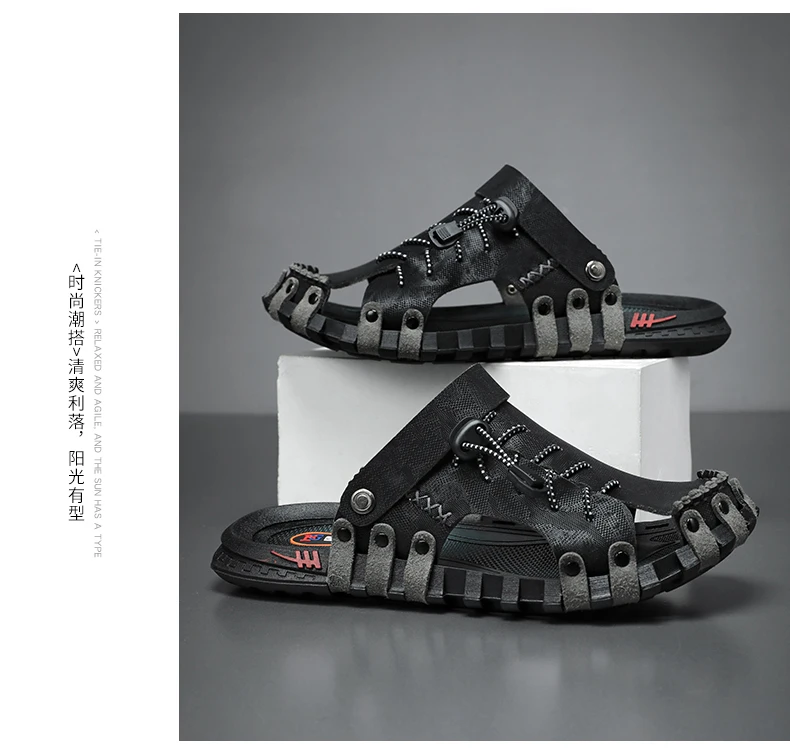 Große Größe 46 Luxus Herren Lederpantoffeln Sandalen Bequeme Atmungsaktive Freizeitschuhe Herren Mode Sneakers Freizeit Herren Hausschuhe – Detail 20