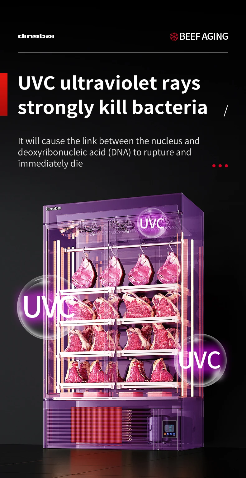 Grade Beef Aging Meat Preservation Cabinet Triple Doors Automatic Defrost Commercial Dry Aging Fridge for Steak Restaurant