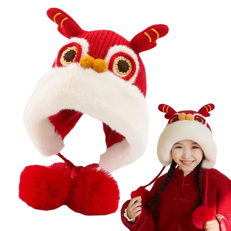 

Шапка с животными для девочек, китайская шапка для нового года, ярко-красная дышащая шапка для праздника, подарок, ветрозащитная Толстая шапка для езды на велосипеде