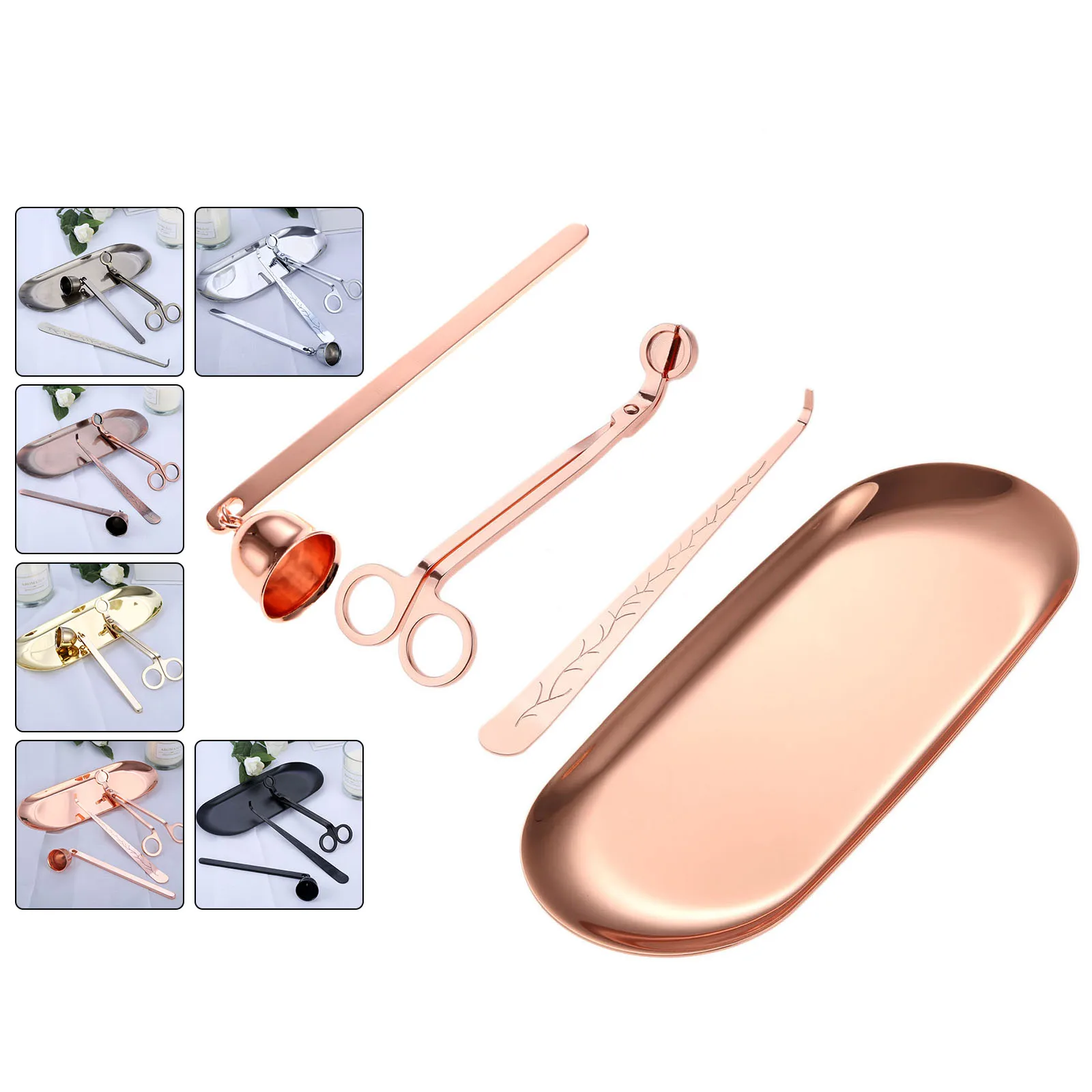 4pcs/set Candle Snuffer Trimmer Hook Tray Dipper Candle scissors Accessory Stainless Steel Extinguisher Home Decor SPA Tools