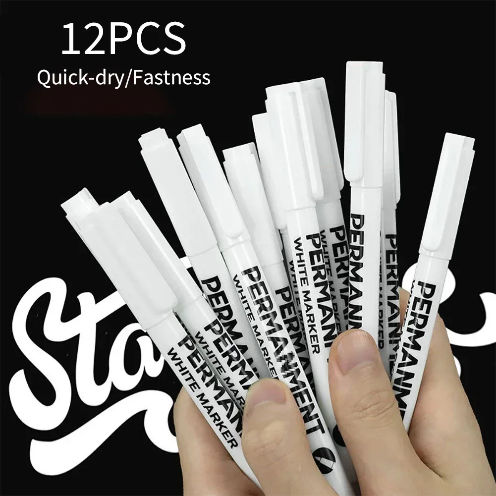 1/12Pcs Oily White Marker Pen Graffiti Pens Waterproof Permanent Gel Pencil Tire Painting Notebook Tyre Tread Environmental Pen 5