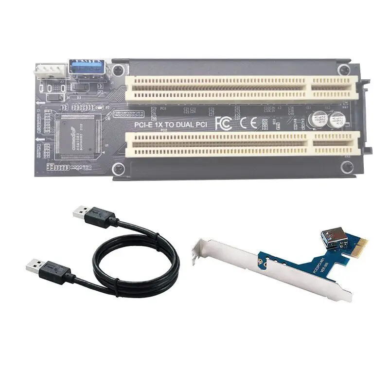 

Pcie 1X на 2 * PCI-кабель адаптера PCIE x1 на x16 Райзер-карта PCI-расширения без драйвера преобразователя