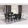 7 Piece Set Consist of a Rectangle Dining Room Table with Butterfly Leaf and 6 Black Color 1