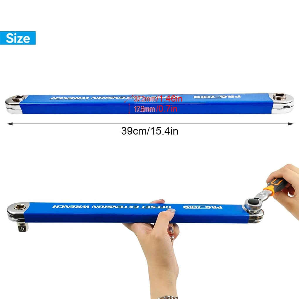 BLSCC Schraubenschlüssel Set – Versetzter Verlängerungsschlüssel Für 1/4 Und 3/8 Zoll Mit Adapter