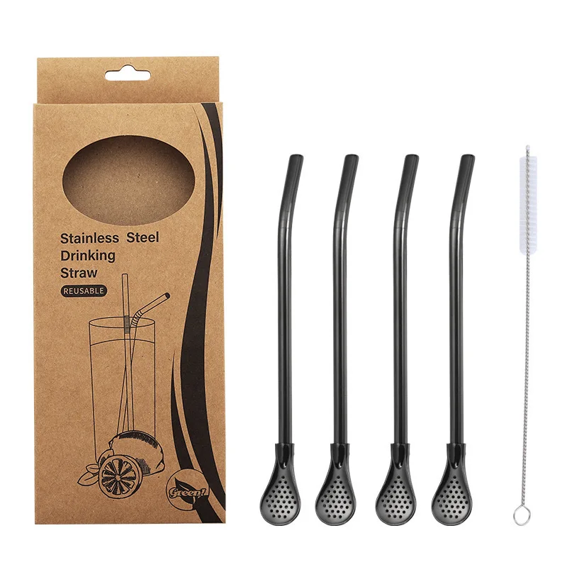 Eco-Friendly Stainless Steel Drinking Straws with Cleaning Brush