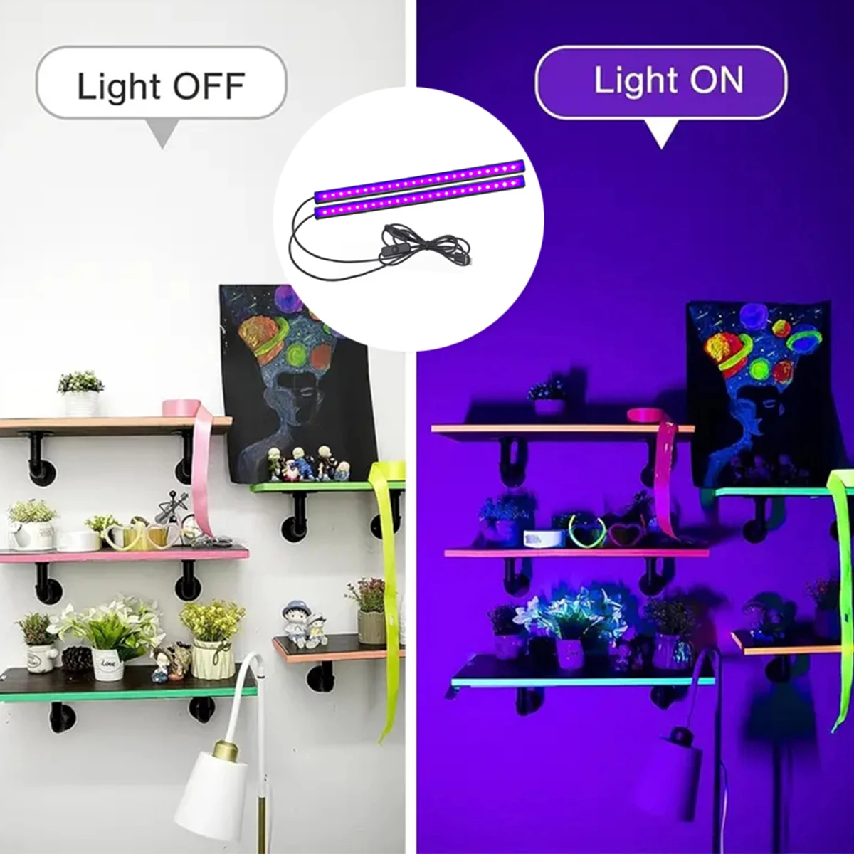 2/4pcs 9W 395nm UV Black Light Bar black light bulbs black light bar For Fluorescent Tapestry Poster Body Paint Glow Halloween Decor Xmas Party