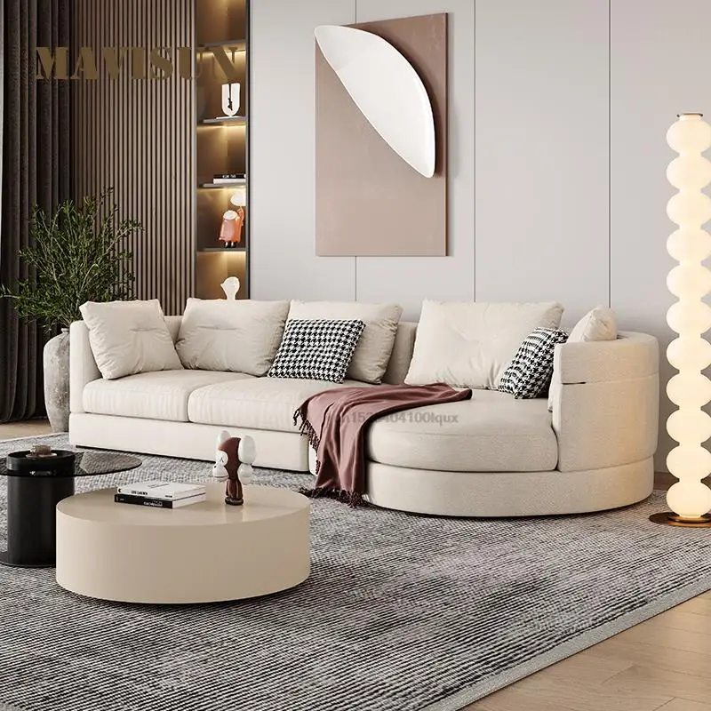 Curved Nordic Technology Fabric Corner Sofa Simple Modern Light Luxury Designer Living Room L-shaped Lounge Chaise Sofa Set