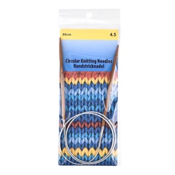 Natural Bamboo Circular Knitting Needles with Stainless Steel Hoop - DIY Hand Sewing Tools Supplies (4.5mm)