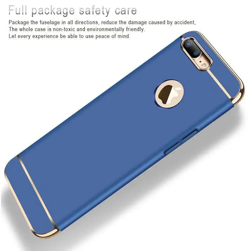 Custodia Iphone 7 Plus Custodia Iphone 8 Plus Custodia Rigida 3 In 1 In Oro Di Lusso Cover Posteriore Custodia Rimovibile Per Telefono