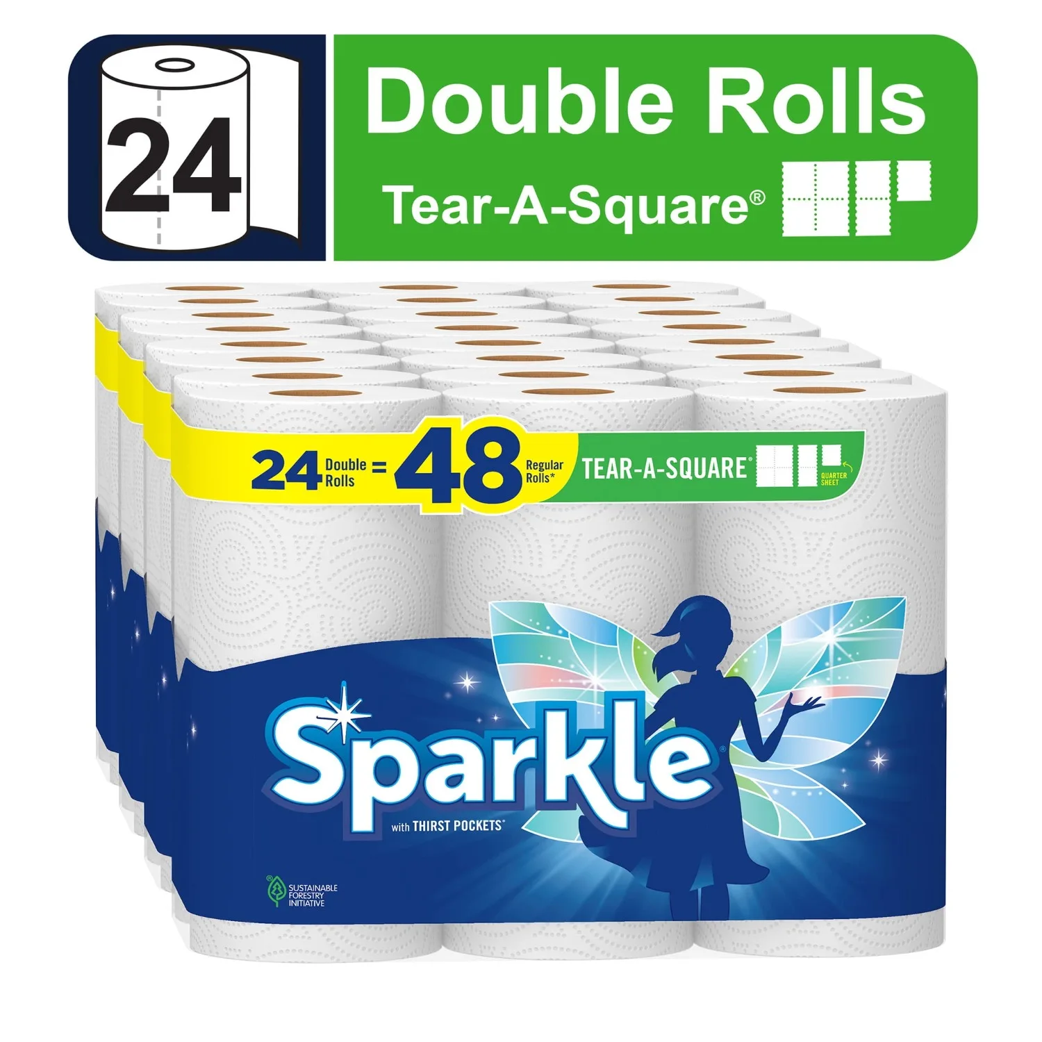 Tear-a-Square Paper Towels 24 Double Rolls Customizable Sheet Size