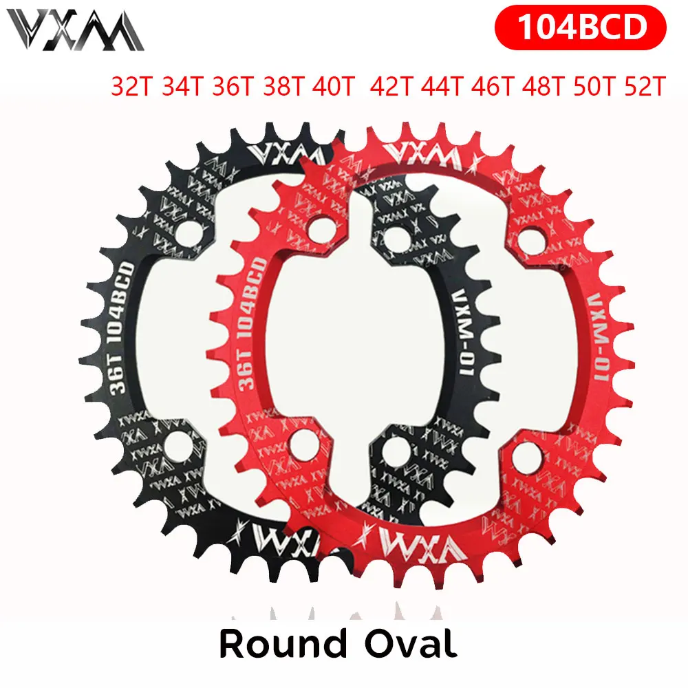 

104BCD Oval/Circular Crown Ring Wide and Narrow Sprocket Mountain Bike 30T-52T Crank Set Teeth Plate Star Parts 104 BCD Light