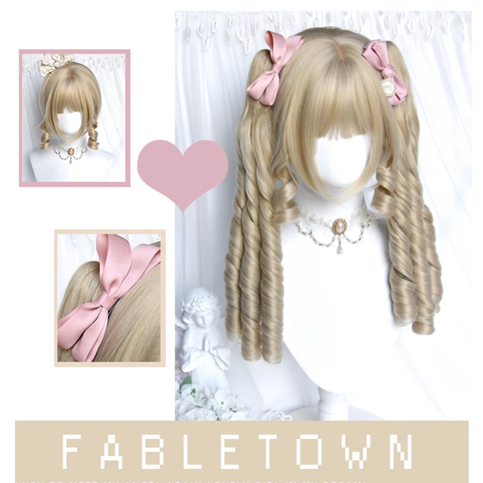 OLACARE Natural Blonde Yellow Long Wavy Synthetic Hair Wigs