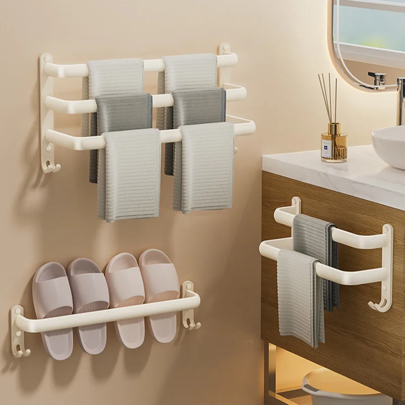 Multilayer Bathroom Towel Rack without Drilling Wall Mount Self