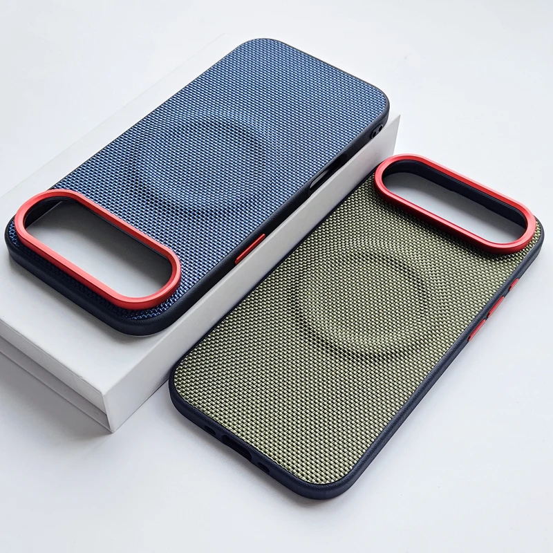 Luxury Magnetic Anti-Fingerprint Case with Soft TPU and Woven Leather Back