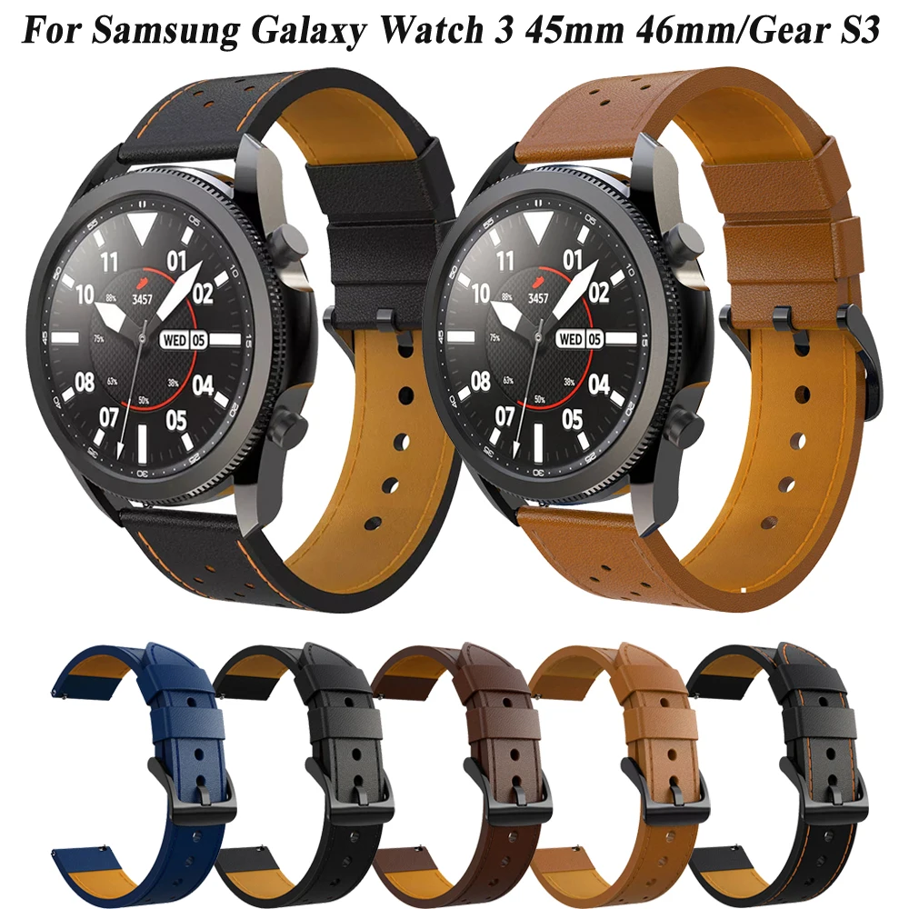 

Replacement Leather Wristband For Samsung Galaxy Watch 3 45mm 46mm/Gear S3 Strap 22mm Bracelet Sport Watchbands Accessories