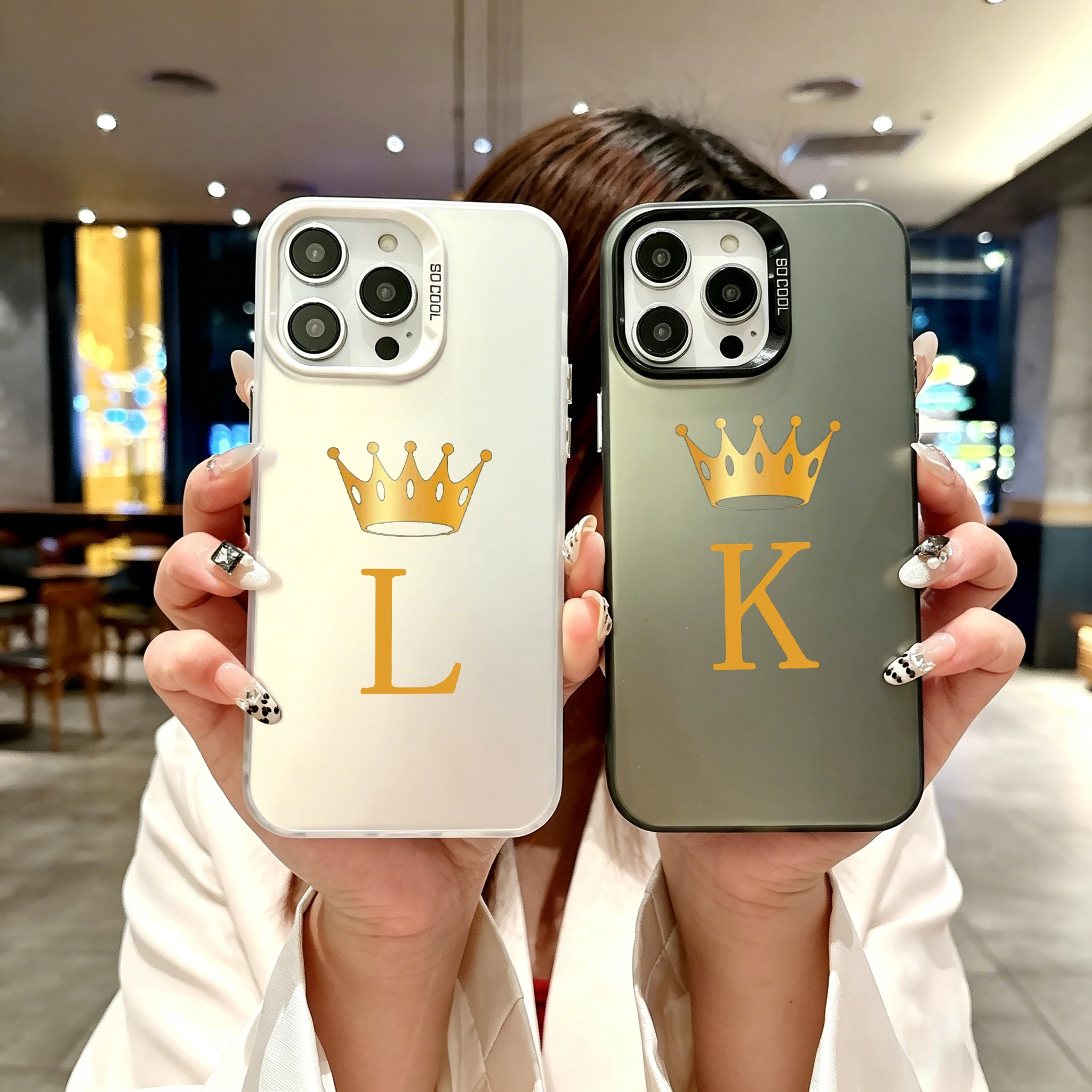 Silver Plated Color Phone Case with Crown Letter Design