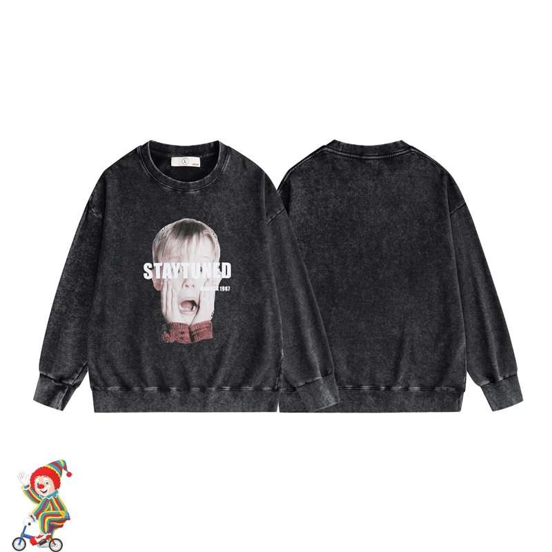 

American Vintage Wash Do Old Crew-neck Hoodie High Street Hip-hop Streetwear Casual Loose Sweatshirt Pullover Men Women