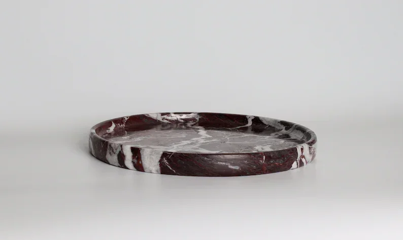 D20x2cm Design Luxury Red Round Rosa Levanto Marble Tray Holder Collection Jewellery Display Serving Tray Jewelry Storage 6