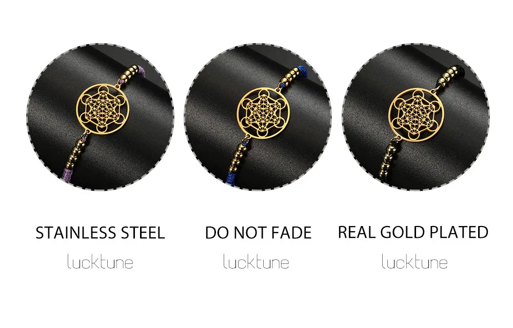 Lucktune Edelstahl Engel Siegel Erzengel Metatron Würfel Seil Armbänder für Frauen Spirituelles Amulett Schmuck Jubiläumsgeschenke – Detail 8