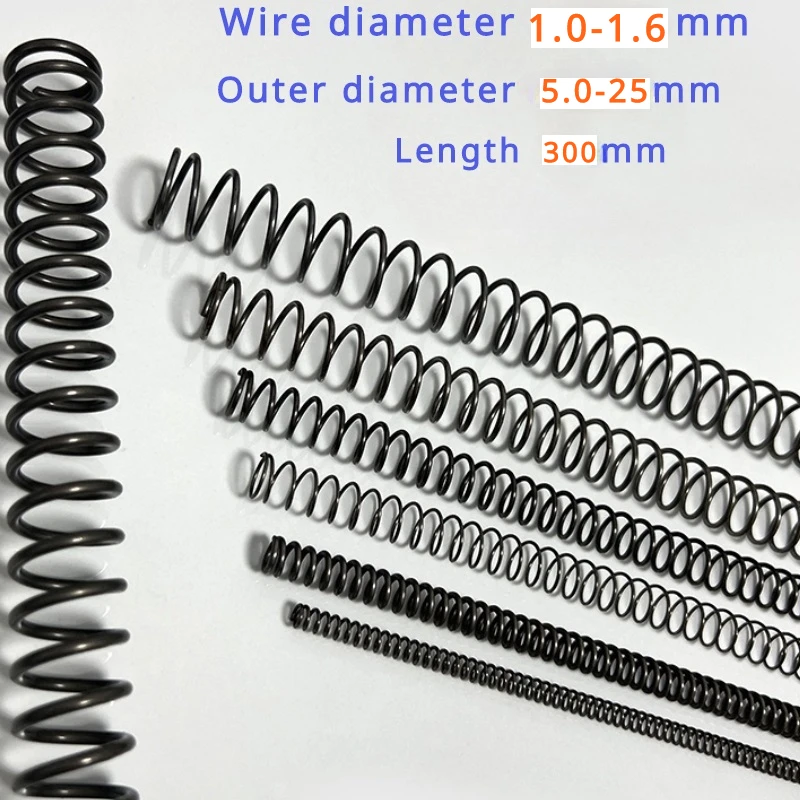 

2Pcs spring steel compression spring Wire diameter 1.0-1.6mm, Outer diameter 5.0-25mm, Length 300mm