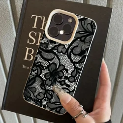 Elegant Black Lace Pattern Shockproof Phone Case - Soft Protective Cover - iPhone 18 Pro Max (1)