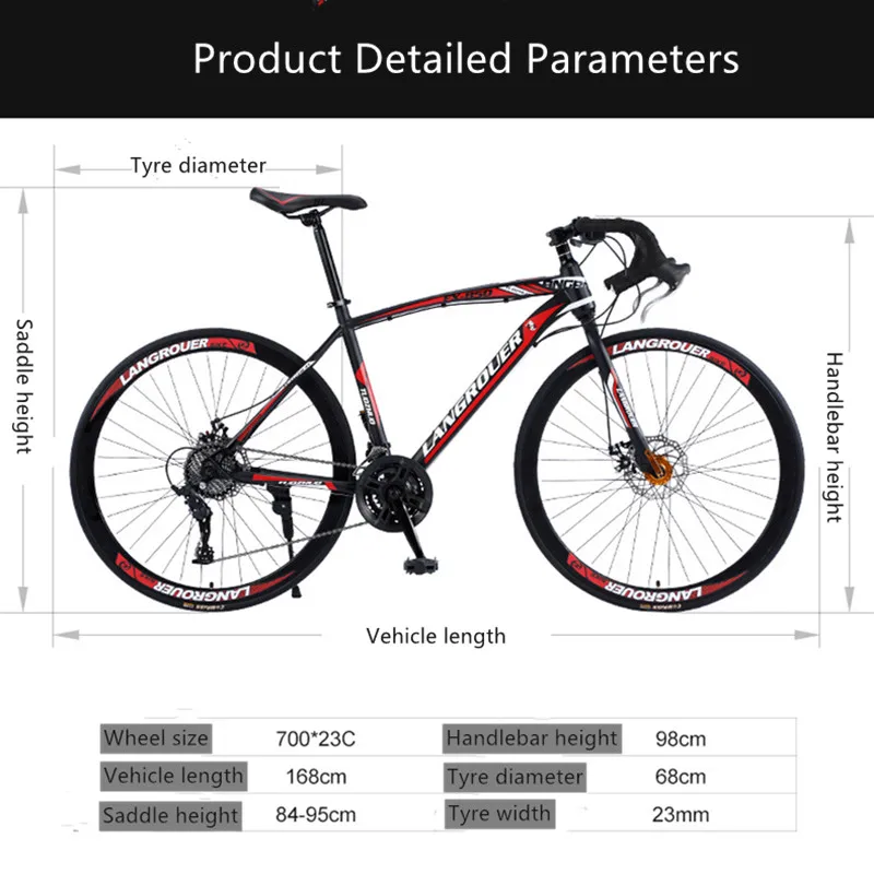 Curved Road Bicycle 700C Variable Speed StudentAdult Male And Female Shock Absorption Double Disc Brake Bicycle Racing Bike fixed gear bike