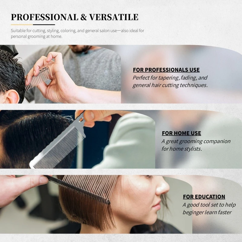 2/3PCS Aluminium Haarschnitt Kamm Salon Hitzebeständige Ratte Schwanz Kamm Set Professionelle Barber Friseur Styling Werkzeuge für Männer Frauen – Detail 2