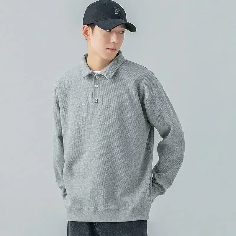 

Male Clothes Baggy Tops Waffle Japan Sweatshirts T Polo Shirts for Men Bulk Y2k Harajuku Fashion Normal with Free Shipping A Emo