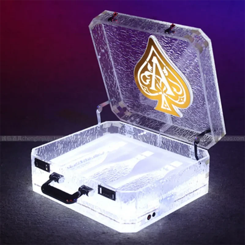 New Ace of Spade LED Luminous Champagne Glorifier Display Case GlowBar Rechargeable Bottle Presenter For NightClub Party Lounge