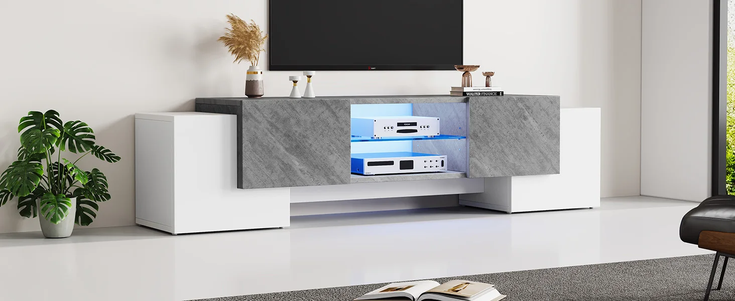 180 * 40 * 46,5 cm einfacher weißer und grauer TV-Schrank, Lowboard-TV-Schrank, geeignet für Wohnzimmer-TV-Schränke mit 60/65/70-Zoll-Fernsehern – Detail 15