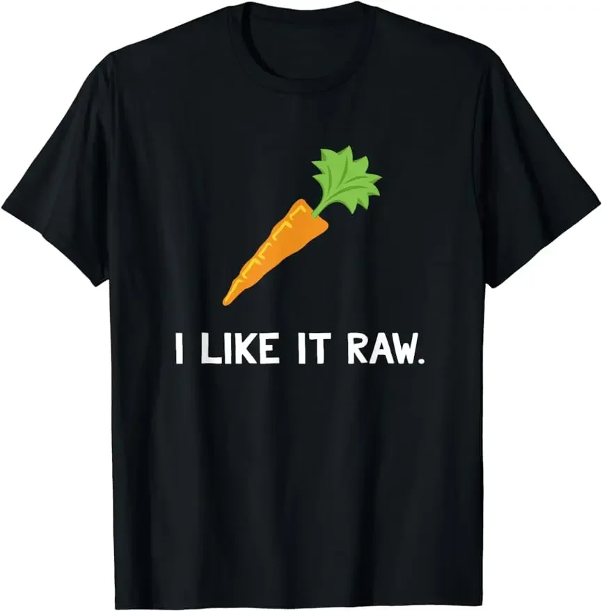 

Fun I love raw carrot men's and women's shirts, custom printed T-shirts, vegetarian style, summer casual tops,