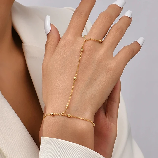Yalice Dainty Hand Chains Crystal Finger Bracelet Ring Slave Finger Chain  Jewelry for Women and Girls (Gold) price in UAE | Amazon UAE | kanbkam