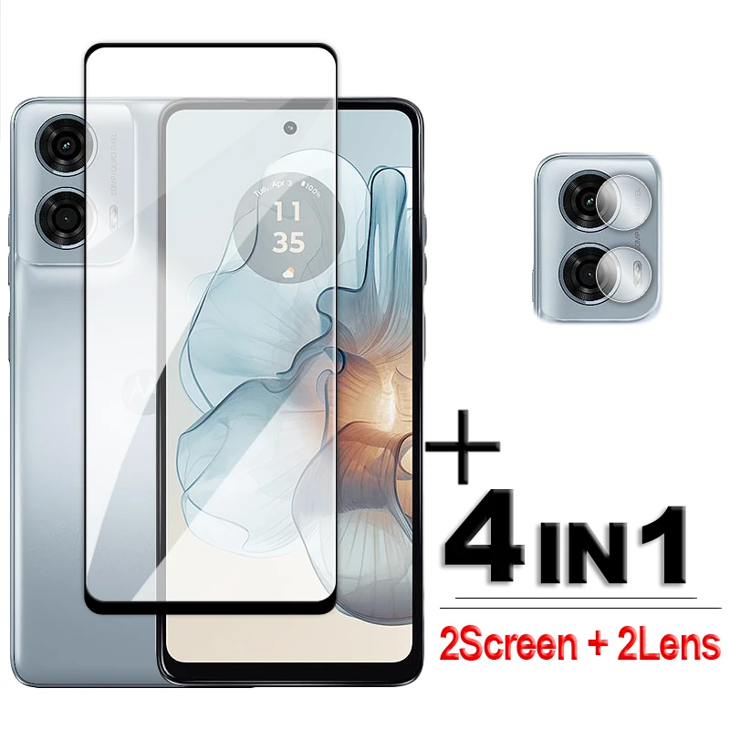 4 In1 Per Motorola Moto G24 Power Glass Per Moto G84 G54 G34 G14 G04 G24 Power Vetro Temperato 2.5D Full Cover Screen Protector