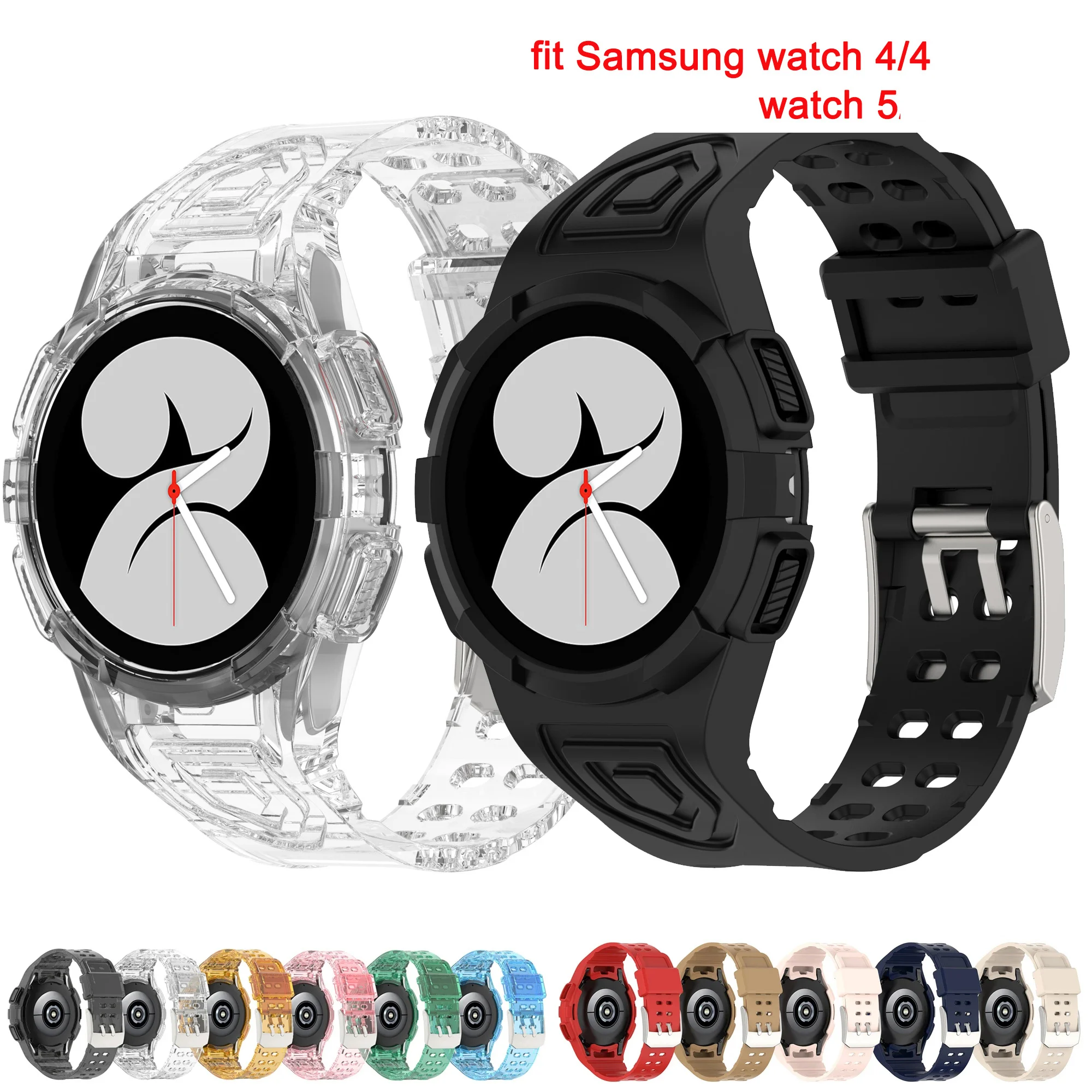 

Integrated Clear Band + Case Transparent Silicone Strap for Samsung Galaxy Watch 4/5 40mm 44mm Watch4 Watch5 Smart Watch