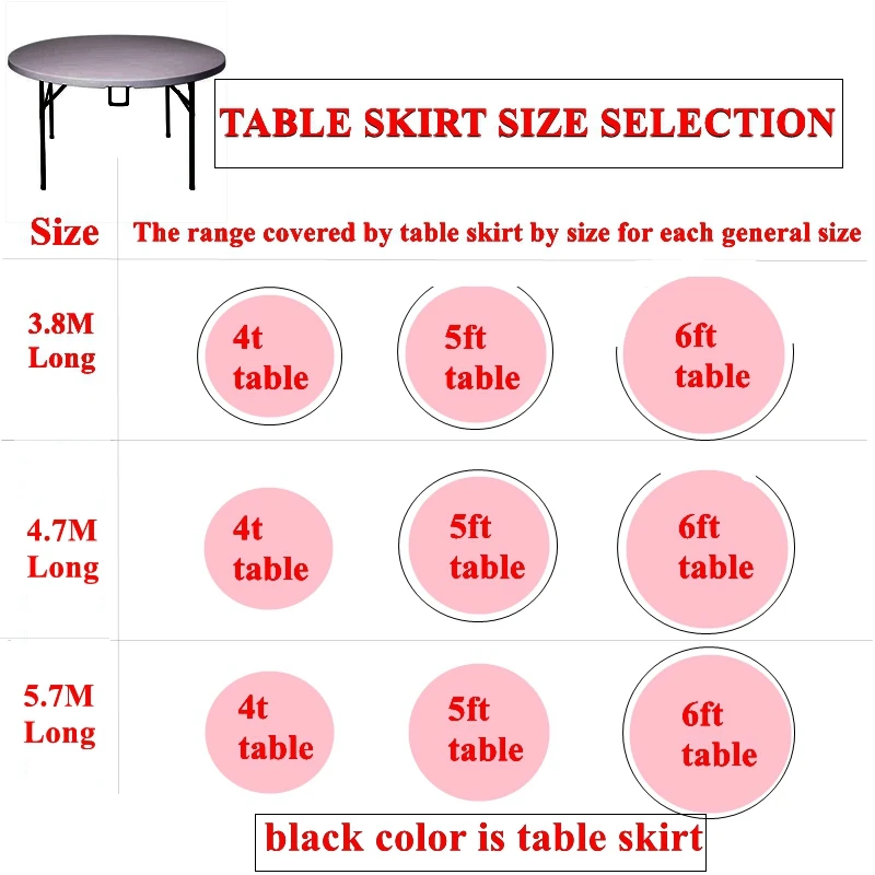 Hot Sale Round Size White Color Ice Silk Table Skirt Banquet Wedding Tablecloth Skirting Include Swag Drape Christmas Decoration