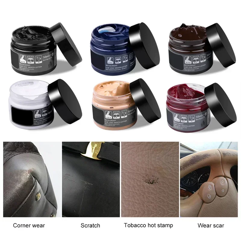 Leather Recoloring Balm Leather Repair Kit for Shoes Furniture Dye Recolor Renew Repair Restore Aged Faded Cracked