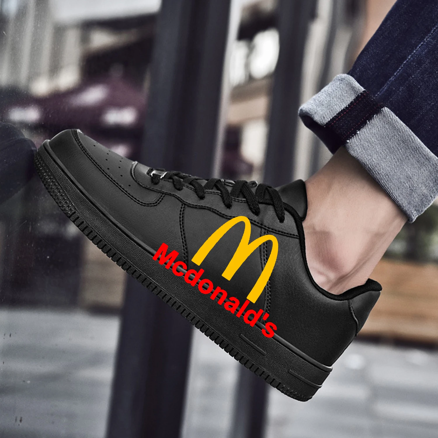 

Mc-Donalds Printing AF Basketball Mens Womens Sports Running High Quality Flats Force Sneakers Lace Up Mesh Custom Made Shoe