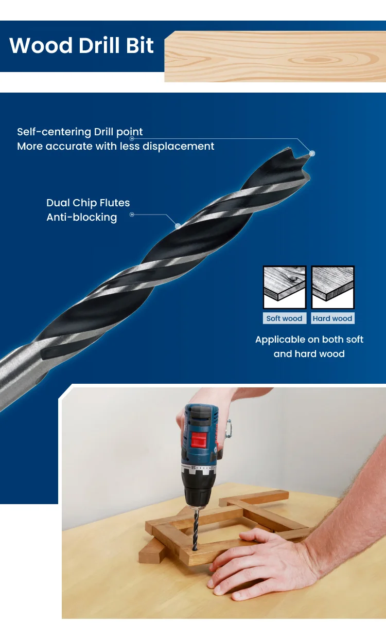 Bosch 15 Pcs 3/4/5/6/8mm Electric Drill Bits Set Power Rotation