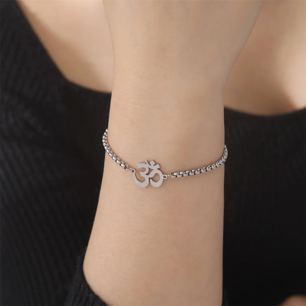 Edelstahl Buddhismus Hindu Yoga OM Symbol Anhänger Armband für Frauen Männer Charms Paar Armbänder Mode Amulett Schmuck Geschenk – Detail 10