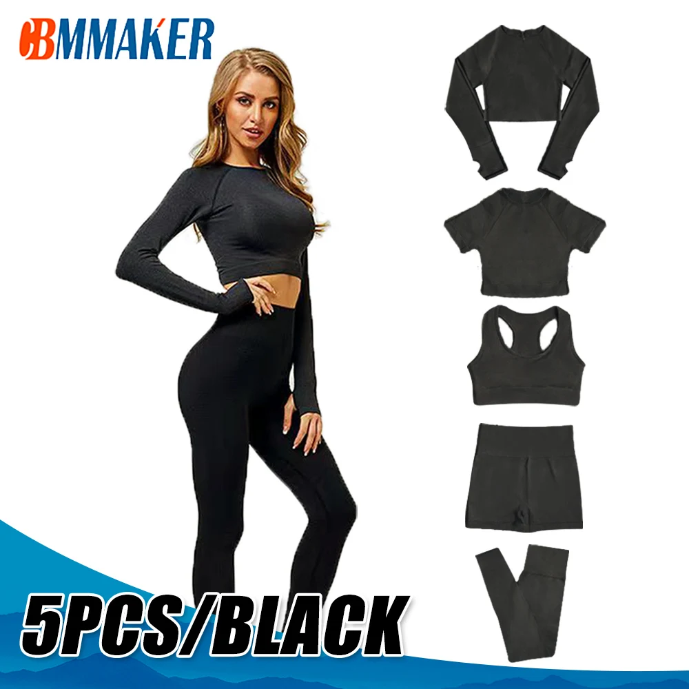Seamless Yoga Set Women 5pcs Seamless Yoga Clothing Set Gym