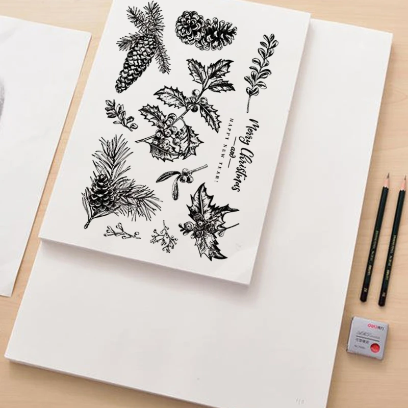 Christmas Pine Cones Silicone Clear Seal Stamp DIY Scrapbooking Embossing Photo K92A