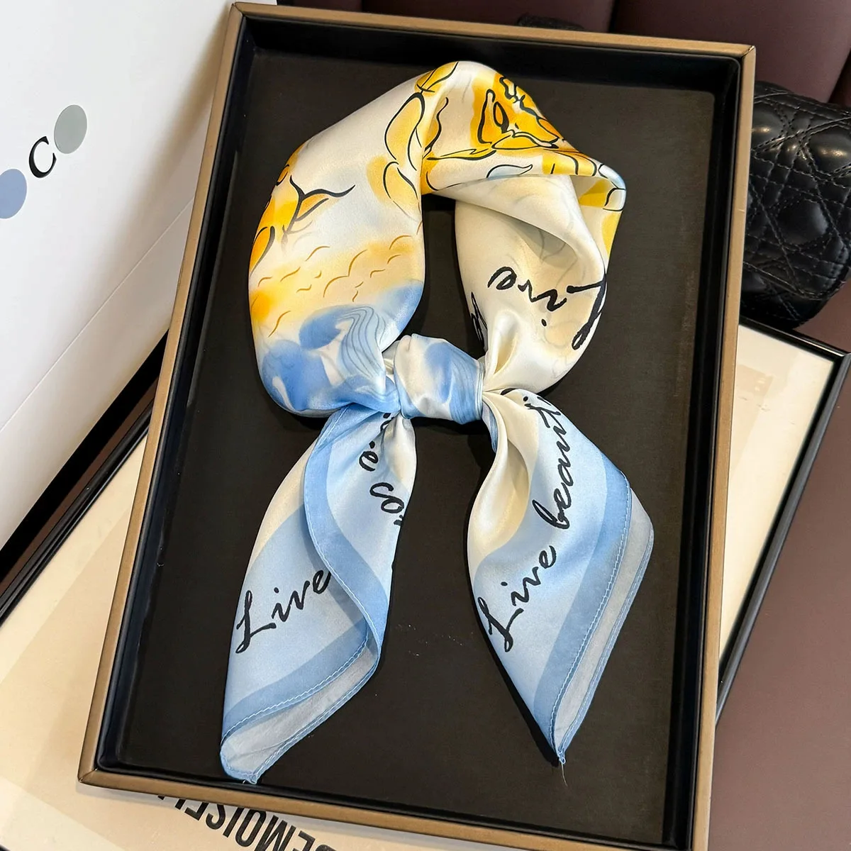 100% Mulberry Silk Square Scarf for Women