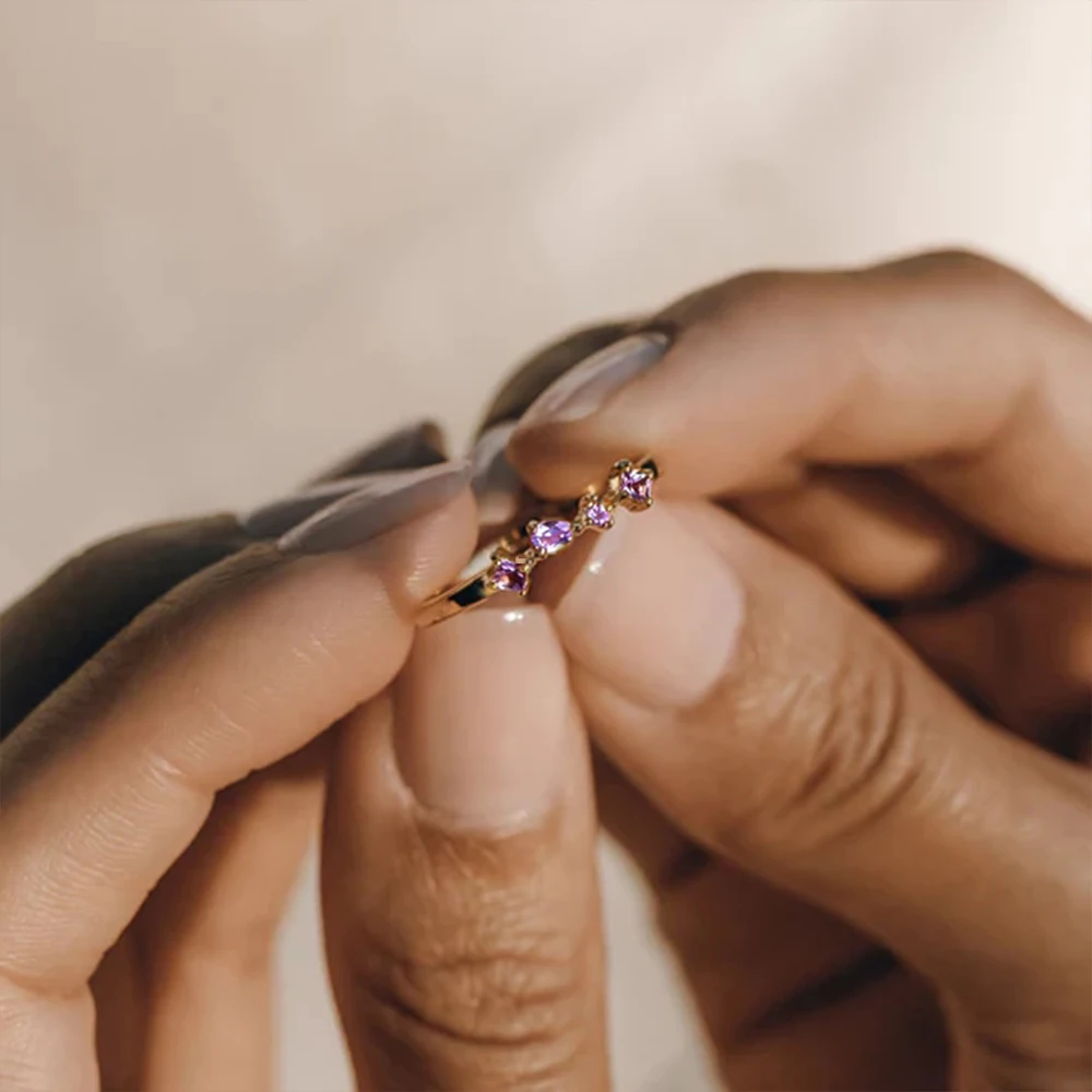 Elegant Sterling Silver Zircon Ring with Multicolor Accents